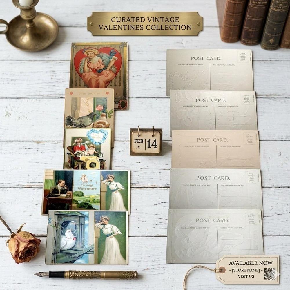 Vintage Valentine Postcard Lot 5 Embossed Germany Cupid 1910s Edwardian Art Lot